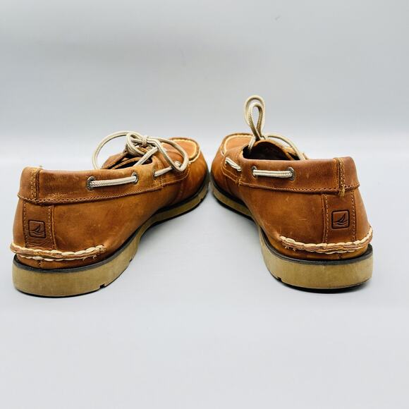 Sperry Shoes Mens 13 Brown Leather Top Sider Boat Deck Moc Toe Casual Comfort - Picture 5 of 10